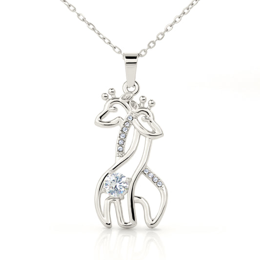 Giraffe Necklace for Daughter - "Heart to Heart" - Mom & Light