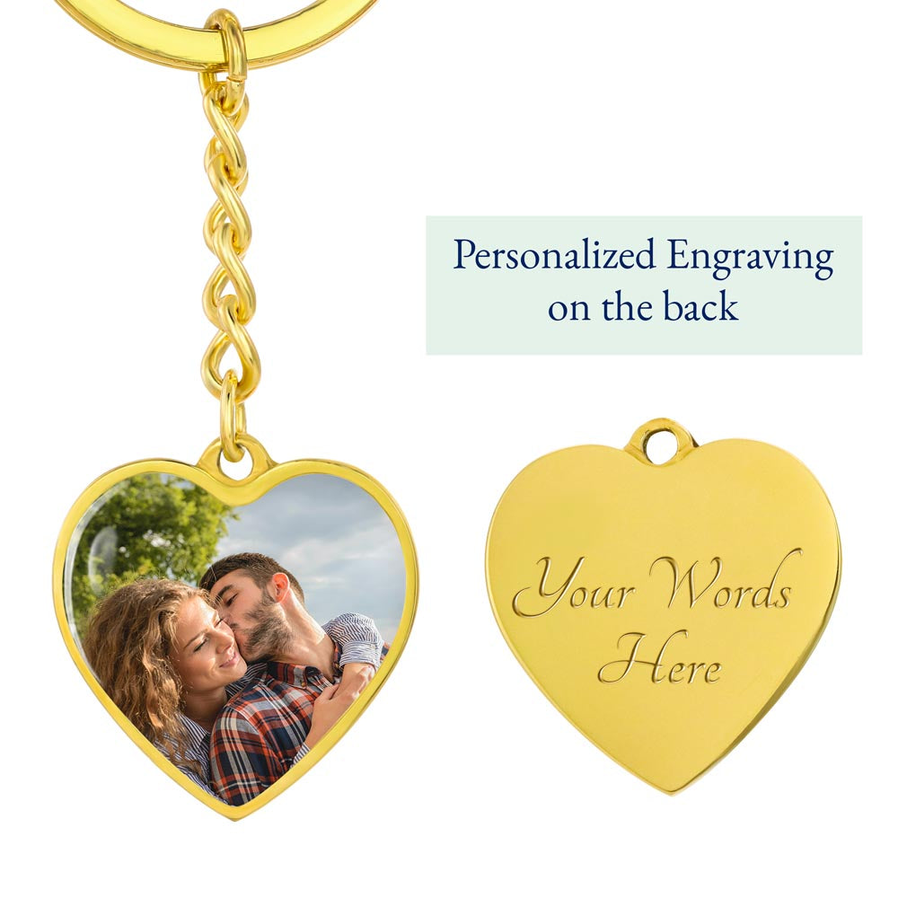 Photo Heart Keychain Soulmate - "In High Tide or Low Tide" - Hearts in Sky