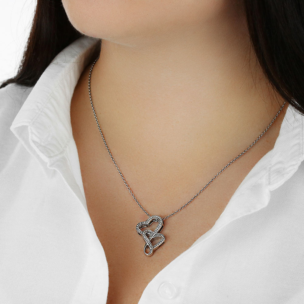 Heart-to-Heart Necklace for Girlfriend - "You Are My Everything" - Light Grey Hearts