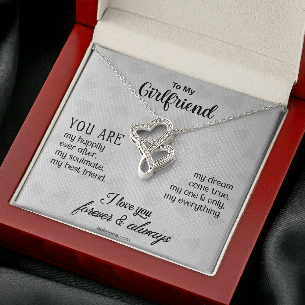 Heart-to-Heart Necklace for Girlfriend - "You Are My Everything" - Light Grey Hearts