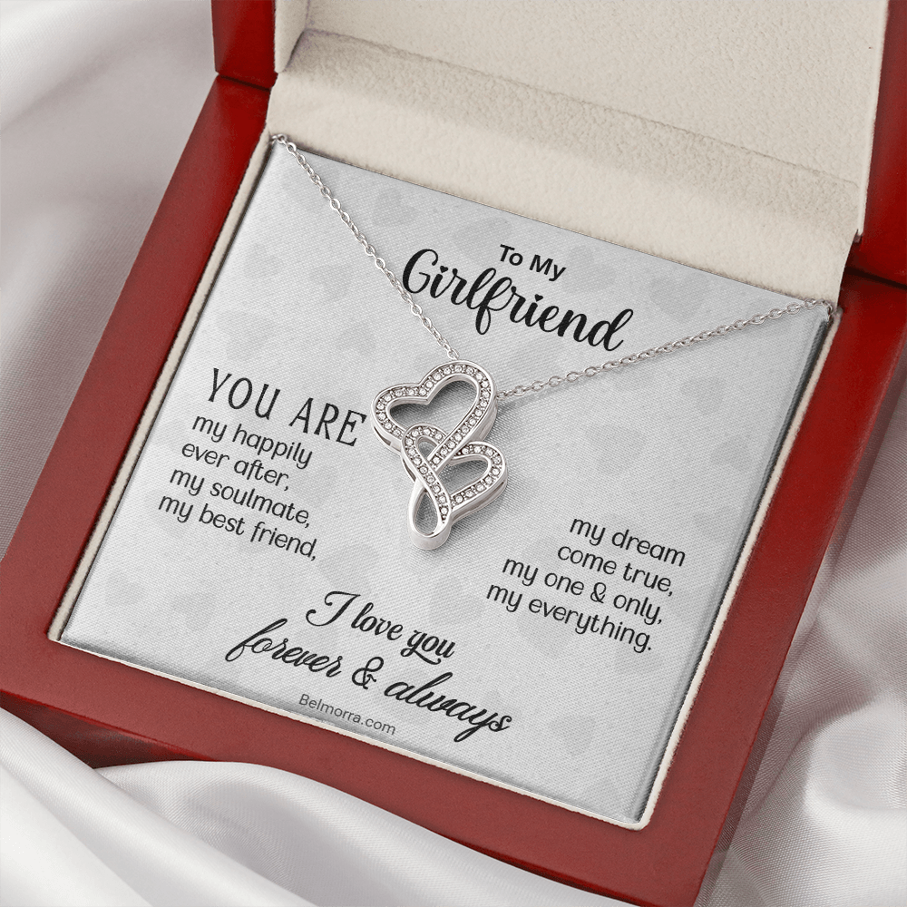 Heart-to-Heart Necklace for Girlfriend - "You Are My Everything" - Light Grey Hearts
