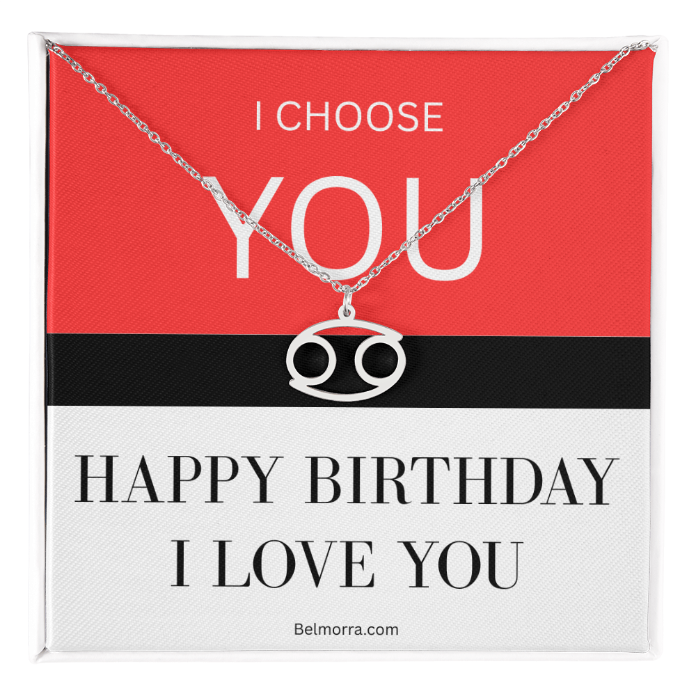 Zodiac Symbol Necklace - I Choose You - Happy Birthday I Love You