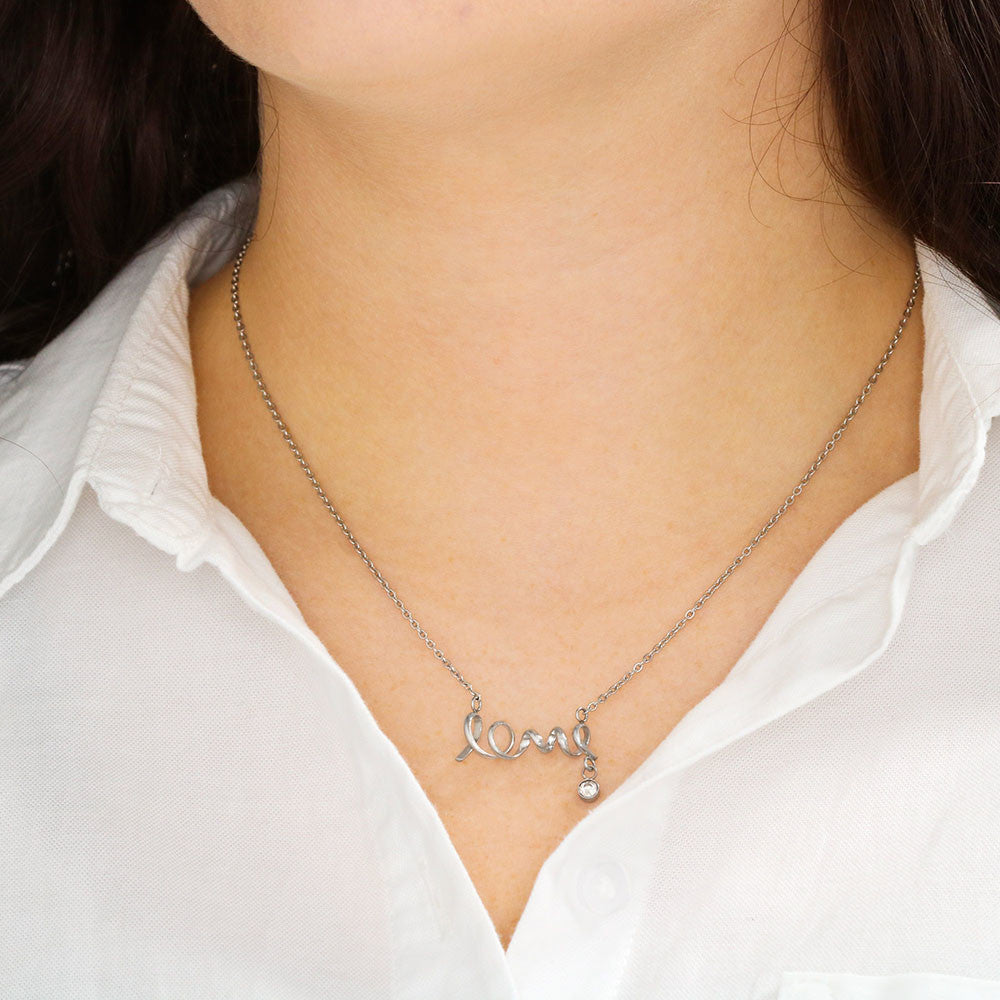 Scripted Love Necklace for Daughter - "Always be my Baby Girl" - Mom Light Pink & Hearts