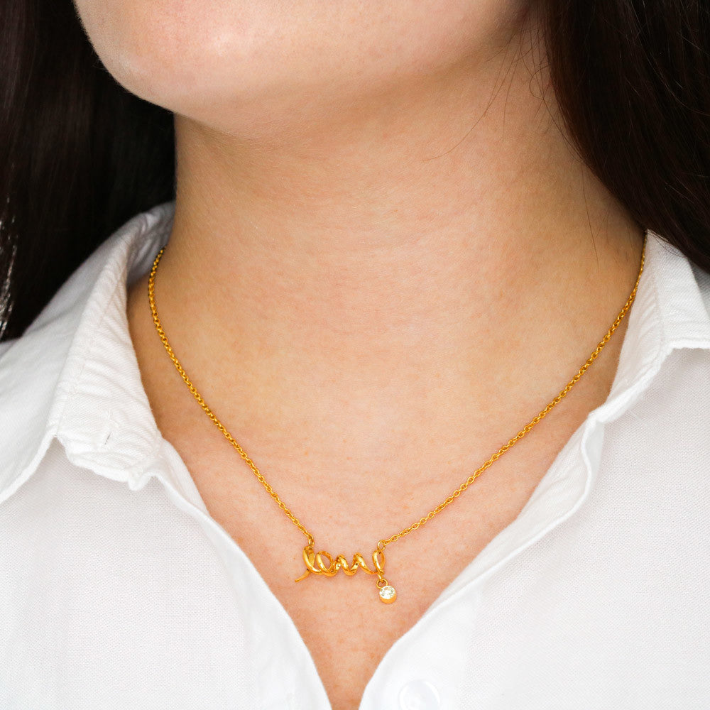 Scripted Love Necklace for Daughter - "Always be my Baby Girl" - Mom Light Pink & Hearts