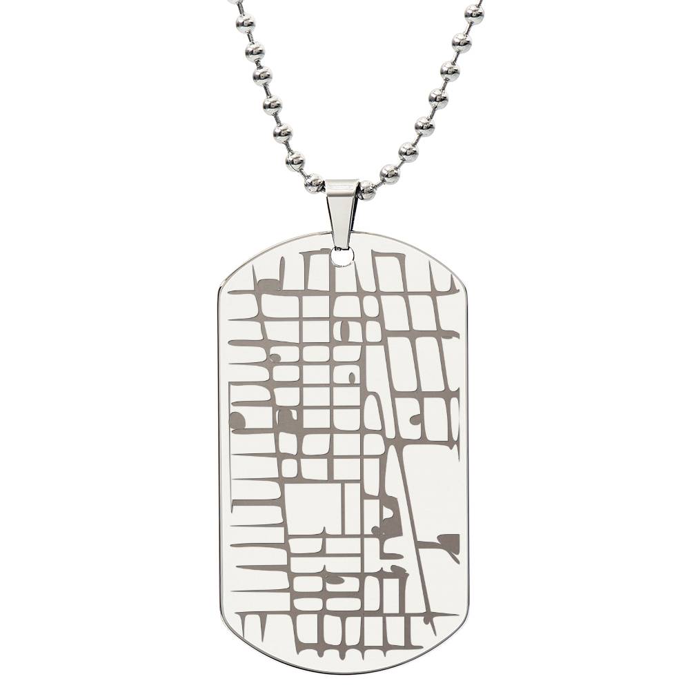 Engraved Map - Dog Tag Necklace