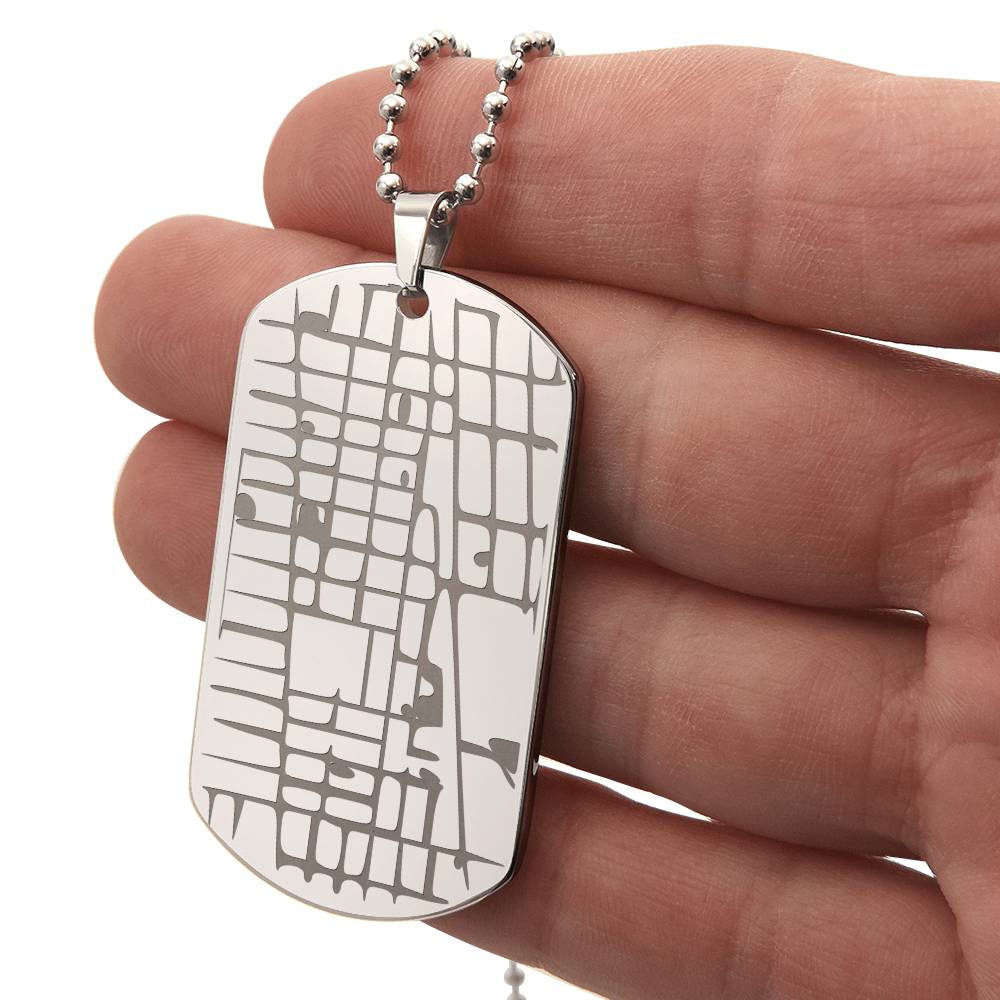Engraved Map - Dog Tag Necklace
