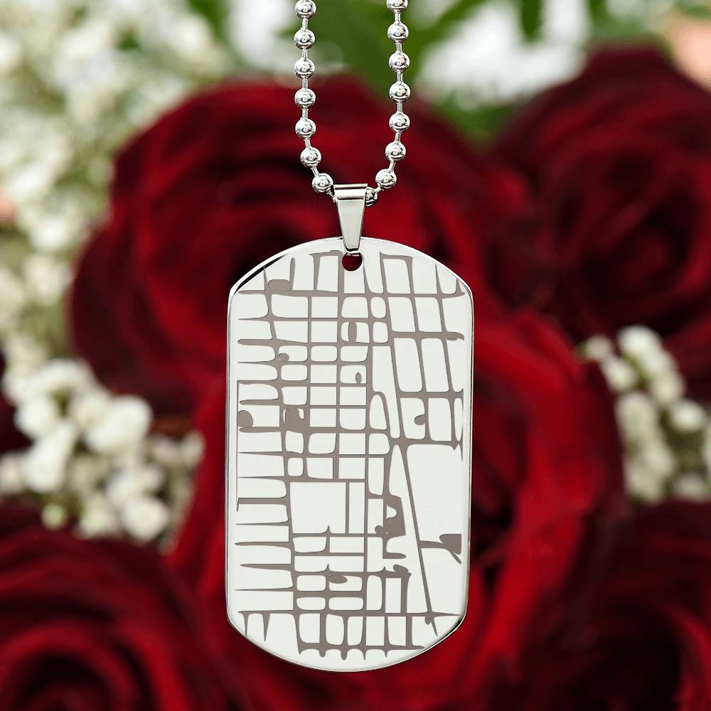 Engraved Map - Dog Tag Necklace
