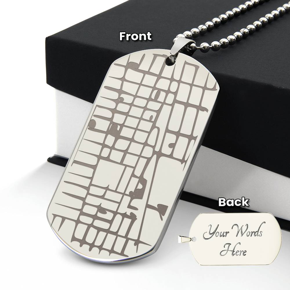 Engraved Map - Dog Tag Necklace