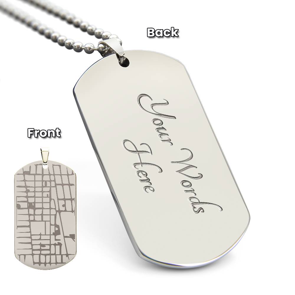 Engraved Map - Dog Tag Necklace