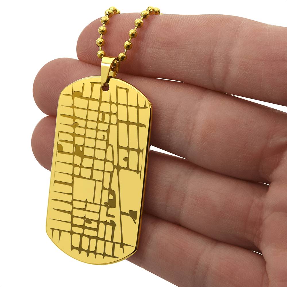 Engraved Map - Dog Tag Necklace