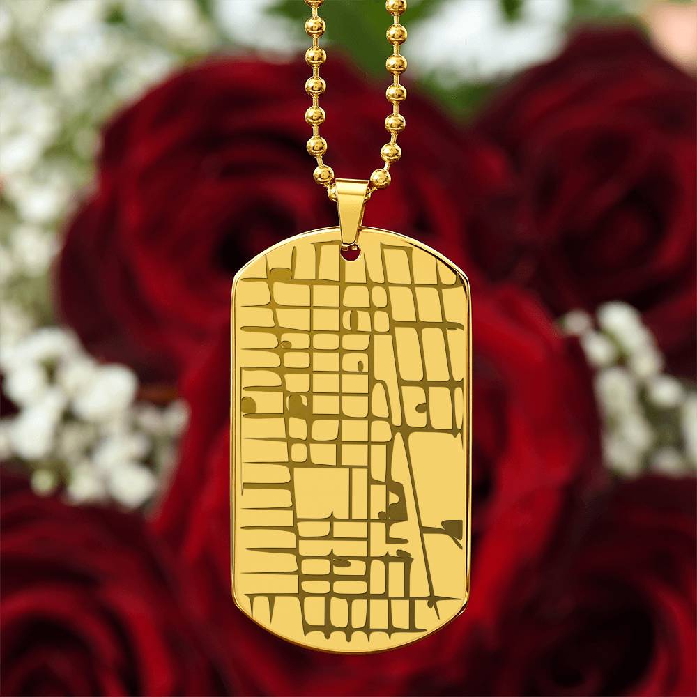 Engraved Map - Dog Tag Necklace