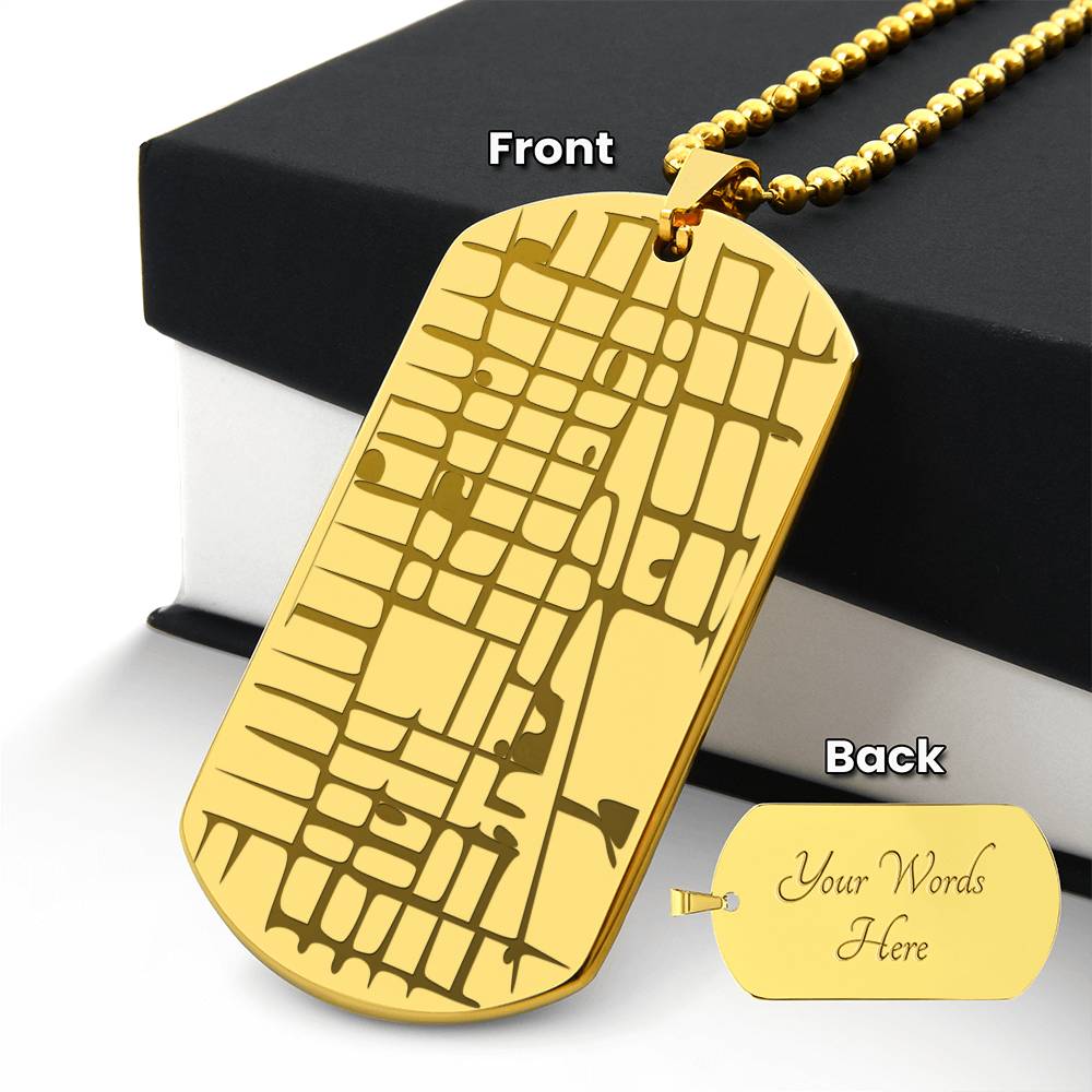 Engraved Map - Dog Tag Necklace