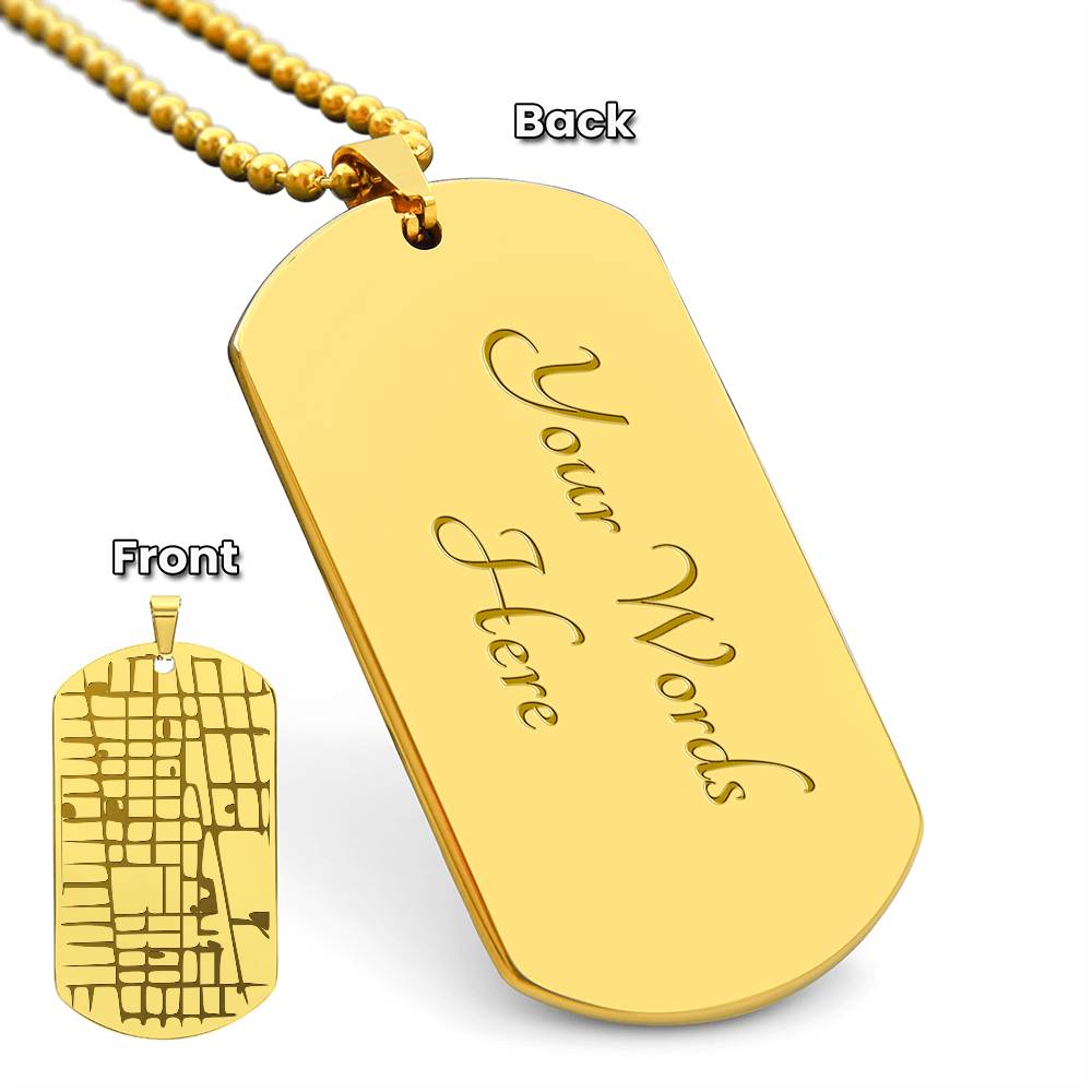 Engraved Map - Dog Tag Necklace