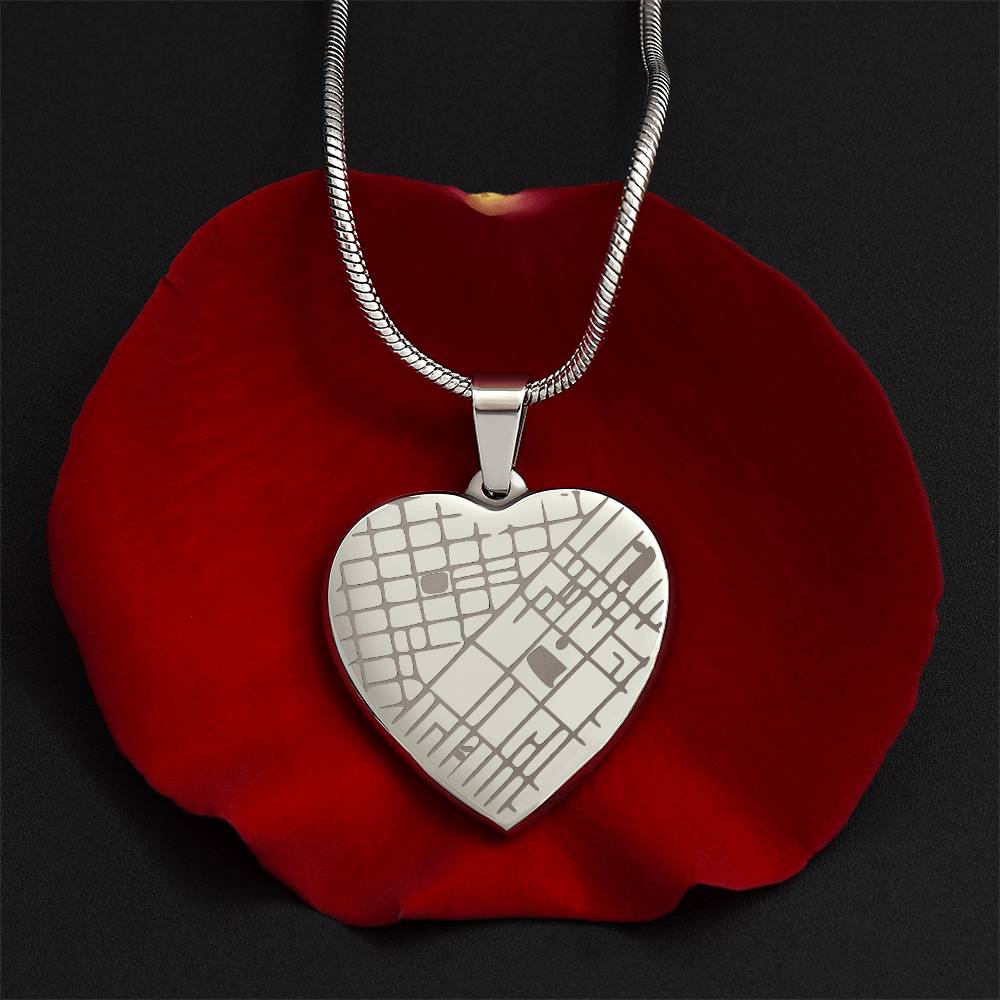 Engraved Map Heart Necklace - Where You First Met, Said “I do,” or Found Your Forever Home