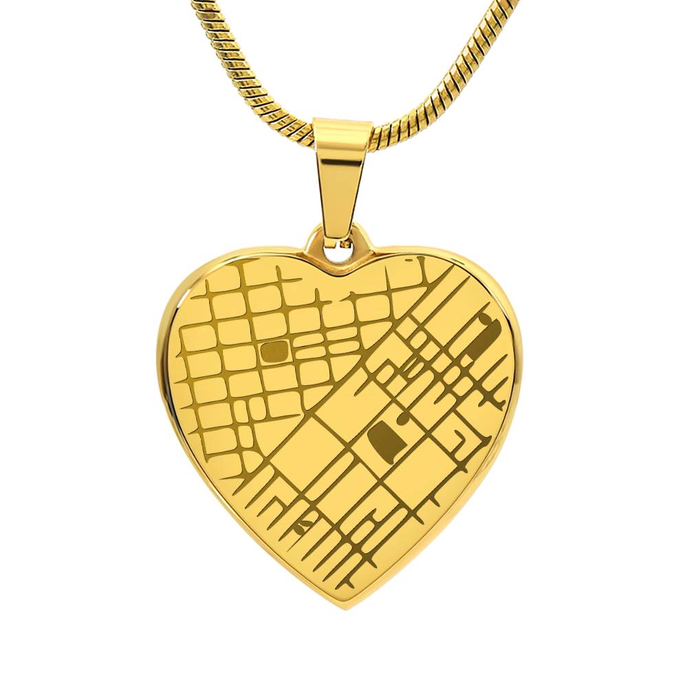 Engraved Map Heart Necklace - Where You First Met, Said “I do,” or Found Your Forever Home
