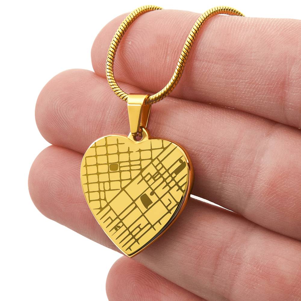 Engraved Map Heart Necklace - Where You First Met, Said “I do,” or Found Your Forever Home