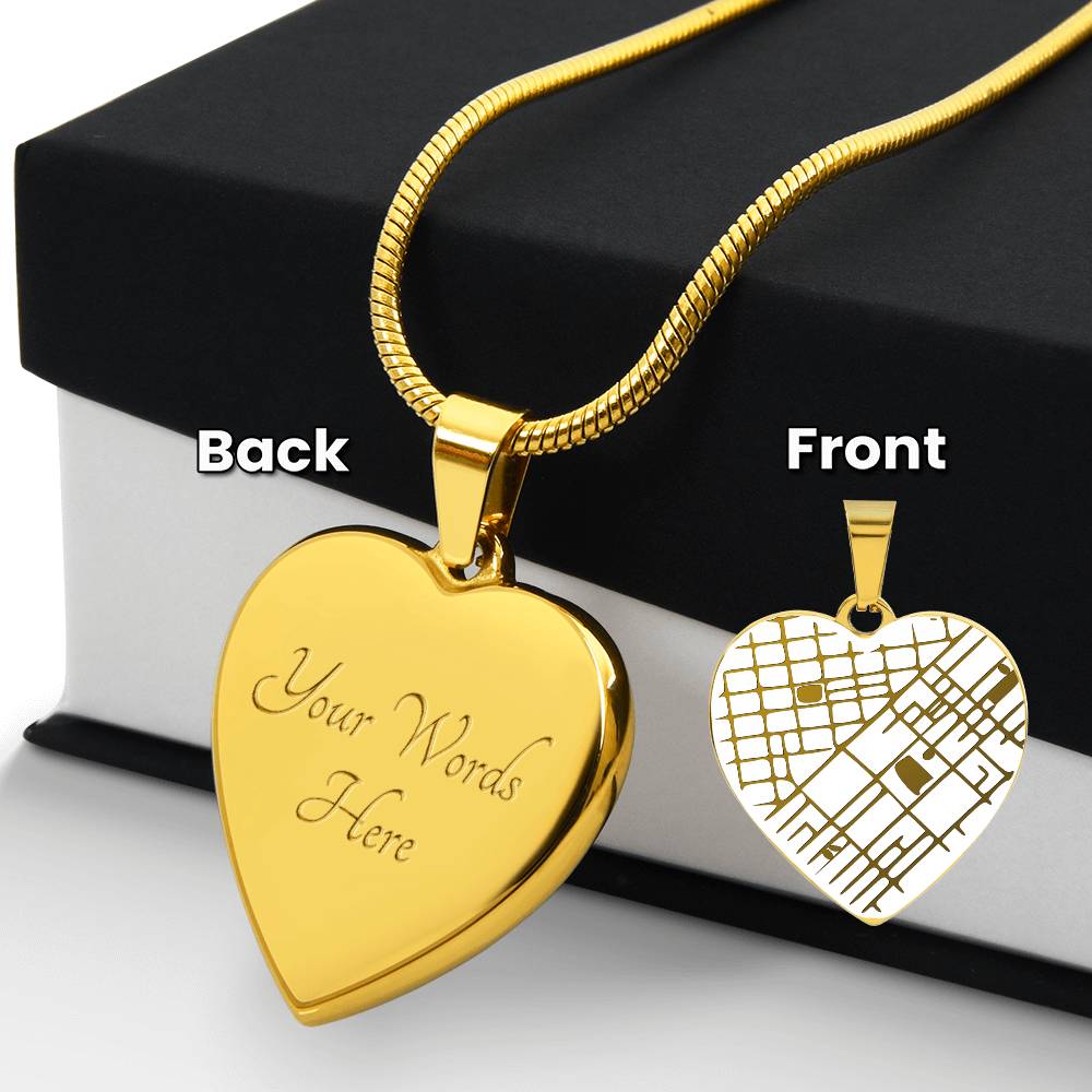 Engraved Map Heart Necklace - Where You First Met, Said “I do,” or Found Your Forever Home