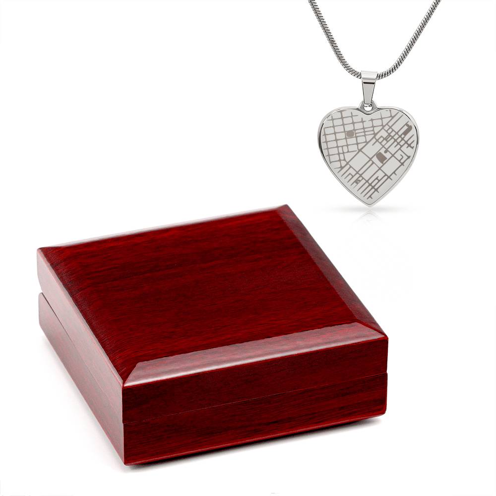 Engraved Map Heart Necklace - Where You First Met, Said “I do,” or Found Your Forever Home