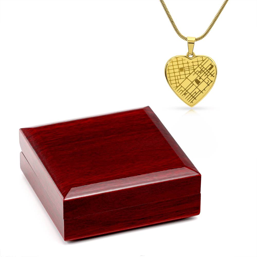Engraved Map Heart Necklace - Where You First Met, Said “I do,” or Found Your Forever Home