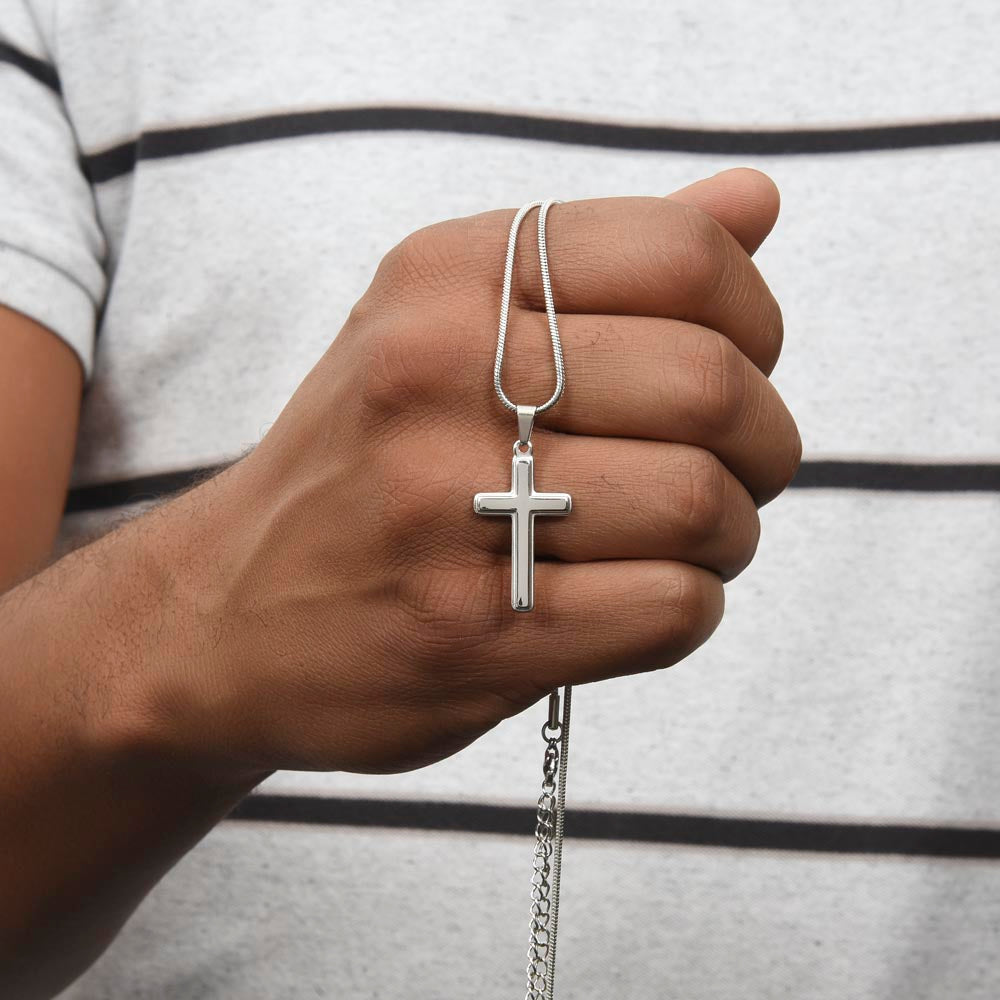 Personalized Cross Necklace with Snake Chain for Granddaughter - Happy Easter - Grandmother Pink & Eggs