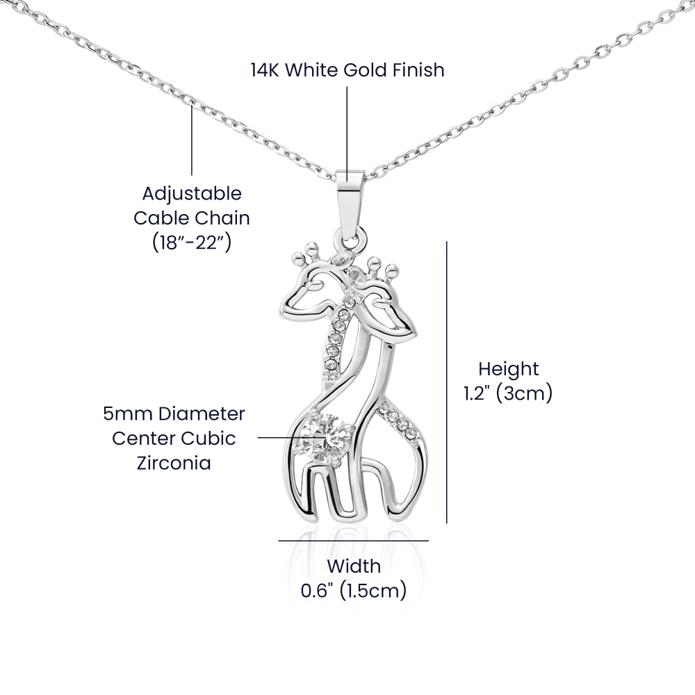 Giraffe Necklace for Daughter - "Heart to Heart" - Mom & Light