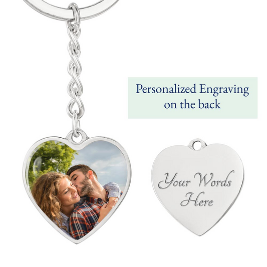 Photo Heart Keychain Soulmate - "In High Tide or Low Tide" - Hearts in Sky