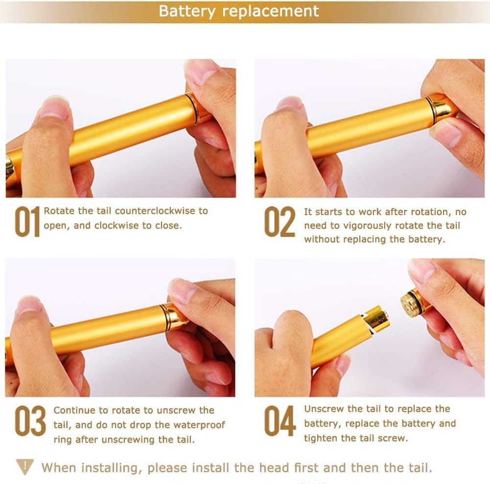 Electric Facial Massage Roller | 24K Gold Energy Beauty Bar | Battery Powered